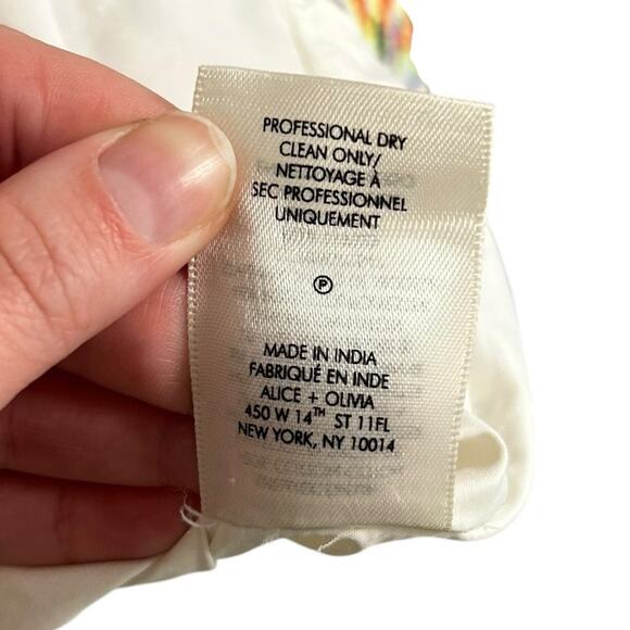 Alice + Olivia White Multicolor Patty V Neck Embroidered Mini Dress Womens 2 - Picture 5 of 6